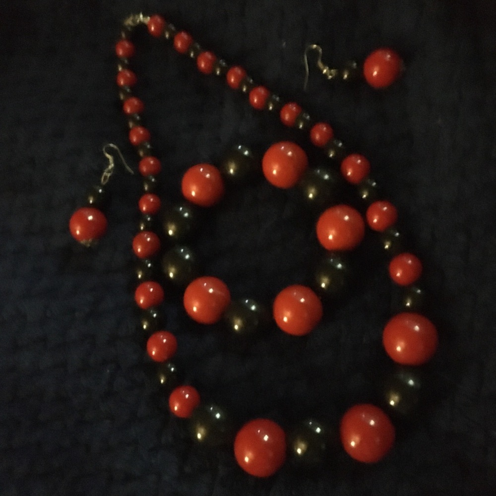 Retro beads set with necklace bracelet and earring